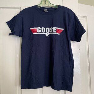 Top Gun "Goose" Graphic T-Shirt Navy Blue Cotton Crew Neck Women's Size Large